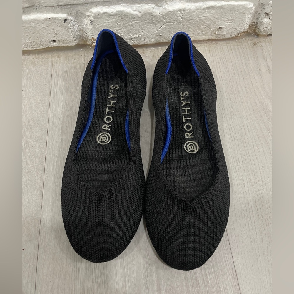Rothy’s The Flat Size 7.5 Black Solid Knit